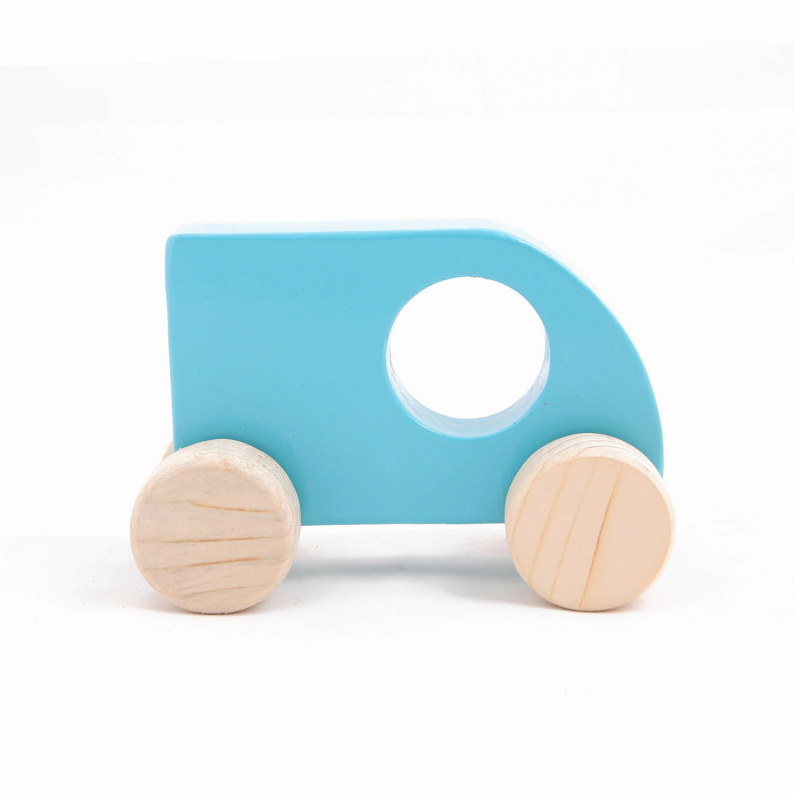 Wooden Push Toy Sky Blue Mini Sumo Car for Kids - Small Size (1 pcs)