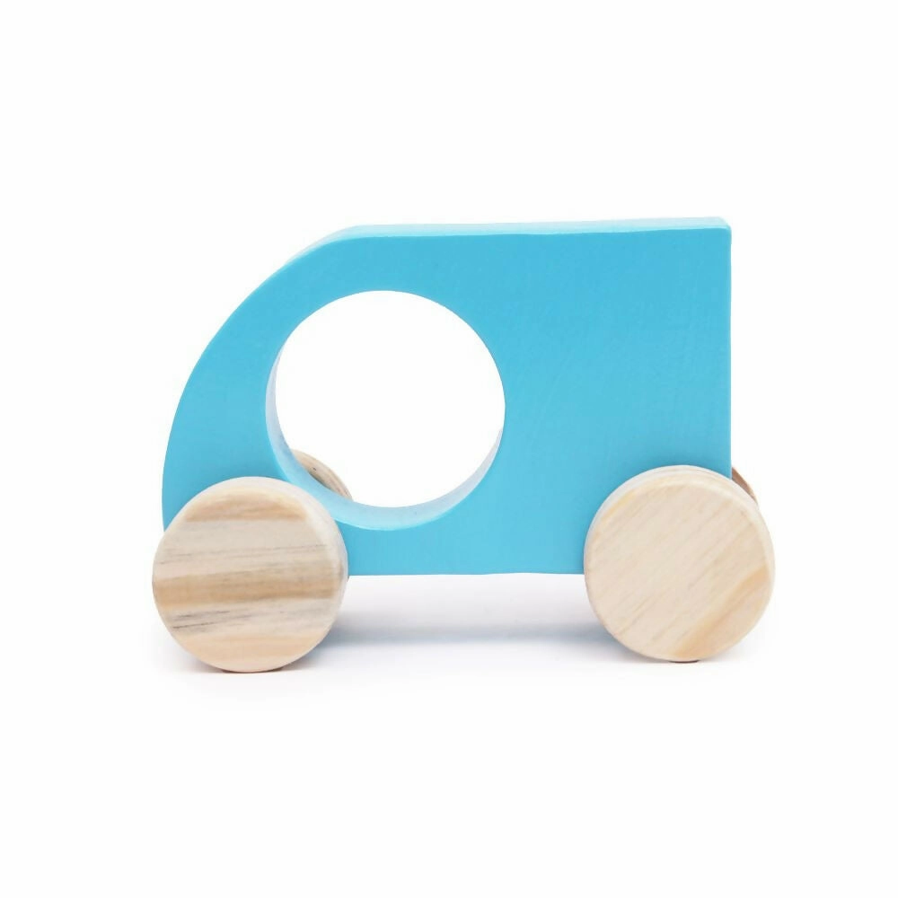 Wooden Push Toy Sky Blue Mini Sumo Car for Kids - Small Size (1 pcs)