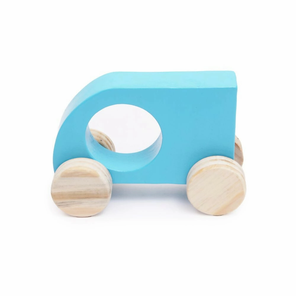 Wooden Push Toy Sky Blue Mini Sumo Car for Kids - Small Size (1 pcs)