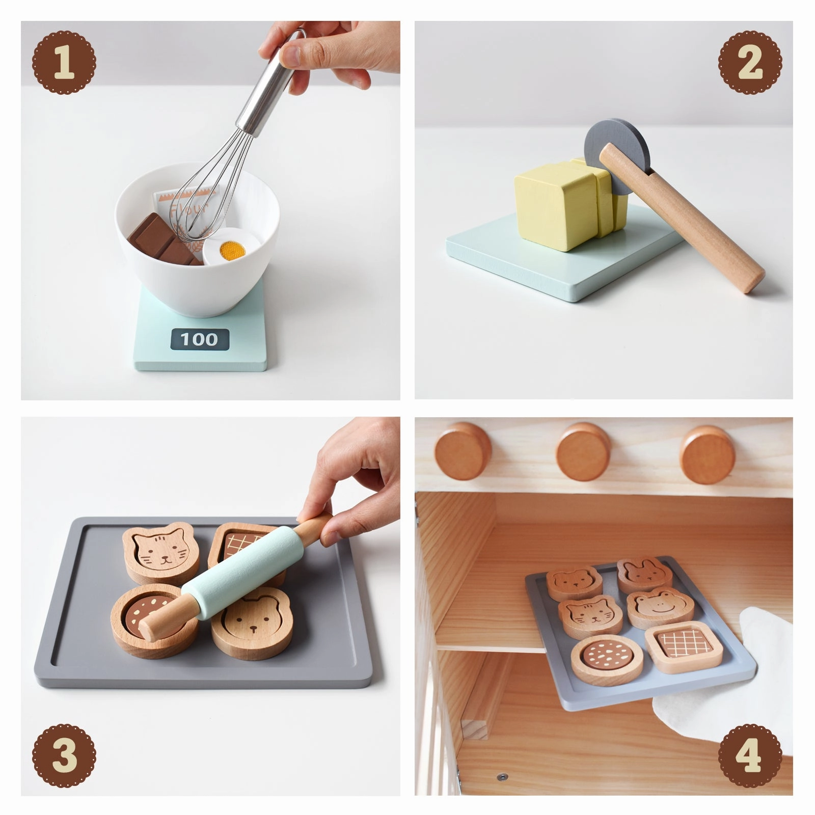 Wooden Toy Cookies and Baking Set
