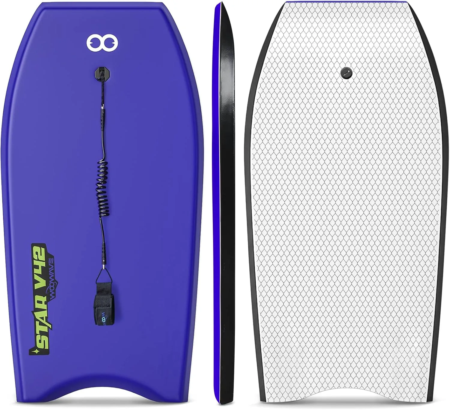 WOOWAVE Bodyboard 33-inch/37-inch/42-inch Premium IXPE Body Board with Coiled Wrist Leash, Super Lightweight EPS Core and HDPE Slick Bottom, Perfect Surfing for Kids Teens and Adults