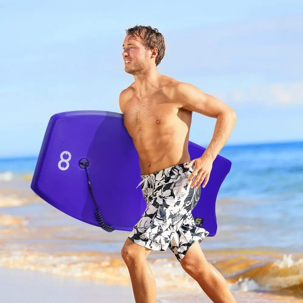 WOOWAVE Bodyboard 33-inch/37-inch/42-inch Premium IXPE Body Board with Coiled Wrist Leash, Super Lightweight EPS Core and HDPE Slick Bottom, Perfect Surfing for Kids Teens and Adults