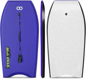 WOOWAVE Bodyboard 33-inch/37-inch/42-inch Premium IXPE Body Board with Coiled Wrist Leash, Super Lightweight EPS Core and HDPE Slick Bottom, Perfect Surfing for Kids Teens and Adults