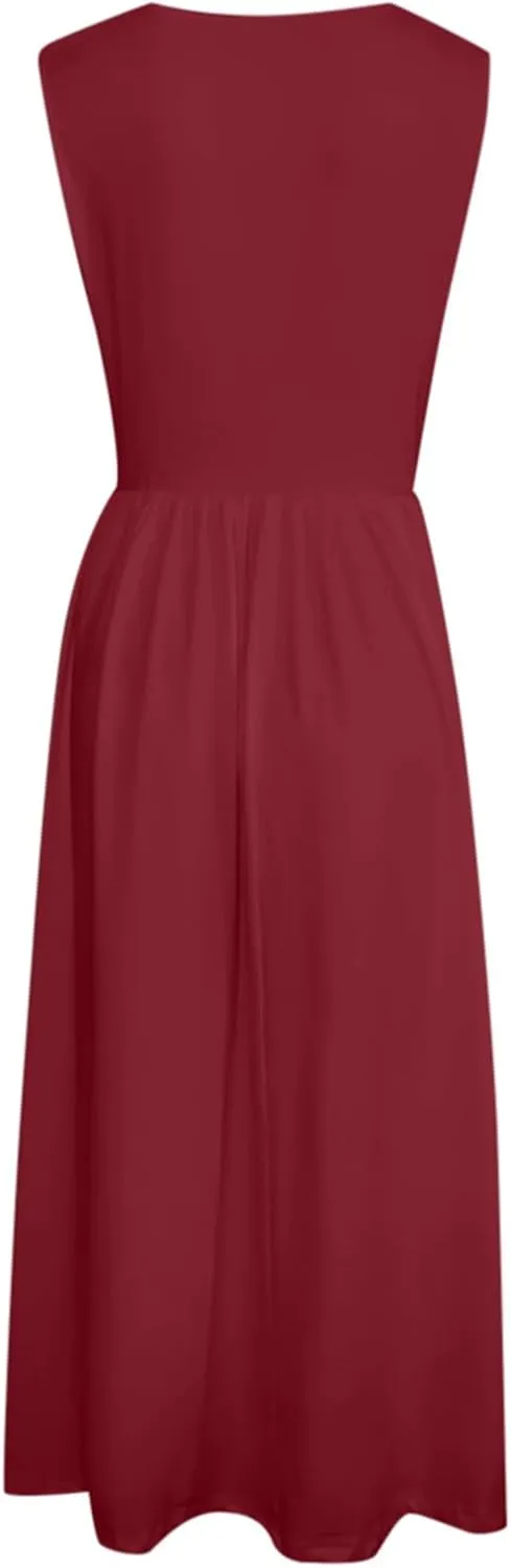 WYTong Women's Summer Tank Midi Dress 2025 Sleeveless Tank Midi Dresses with Pockets Casual A Line Flowy Dress