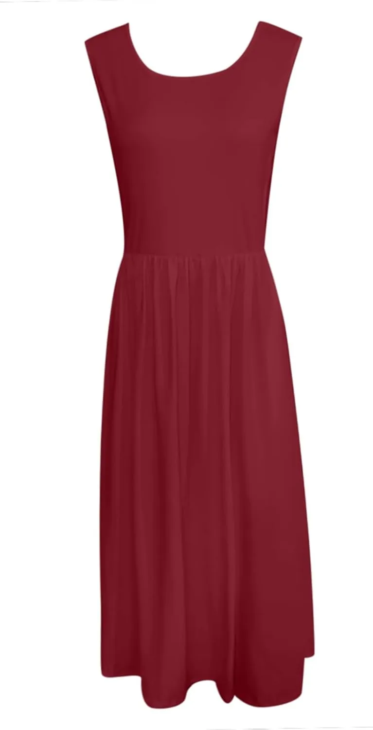 WYTong Women's Summer Tank Midi Dress 2025 Sleeveless Tank Midi Dresses with Pockets Casual A Line Flowy Dress