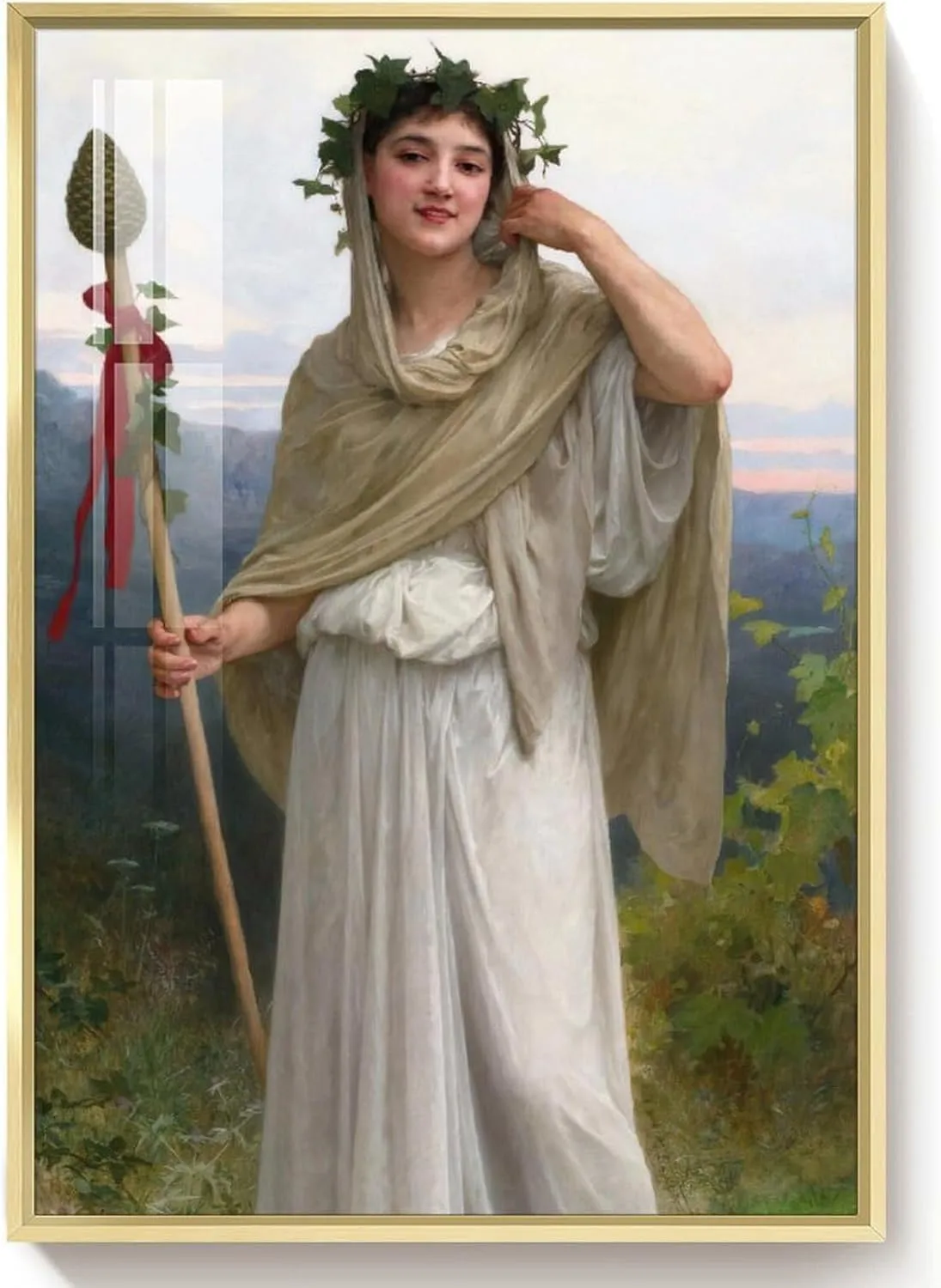 XIARAO William-Adolphe Bouguereau - Prêtresse De Bacchus Poster Wall Art Bedroom Decor Office Room Kitchen Decor Aluminum Gold-style-7 12x16inch(30x40cm)