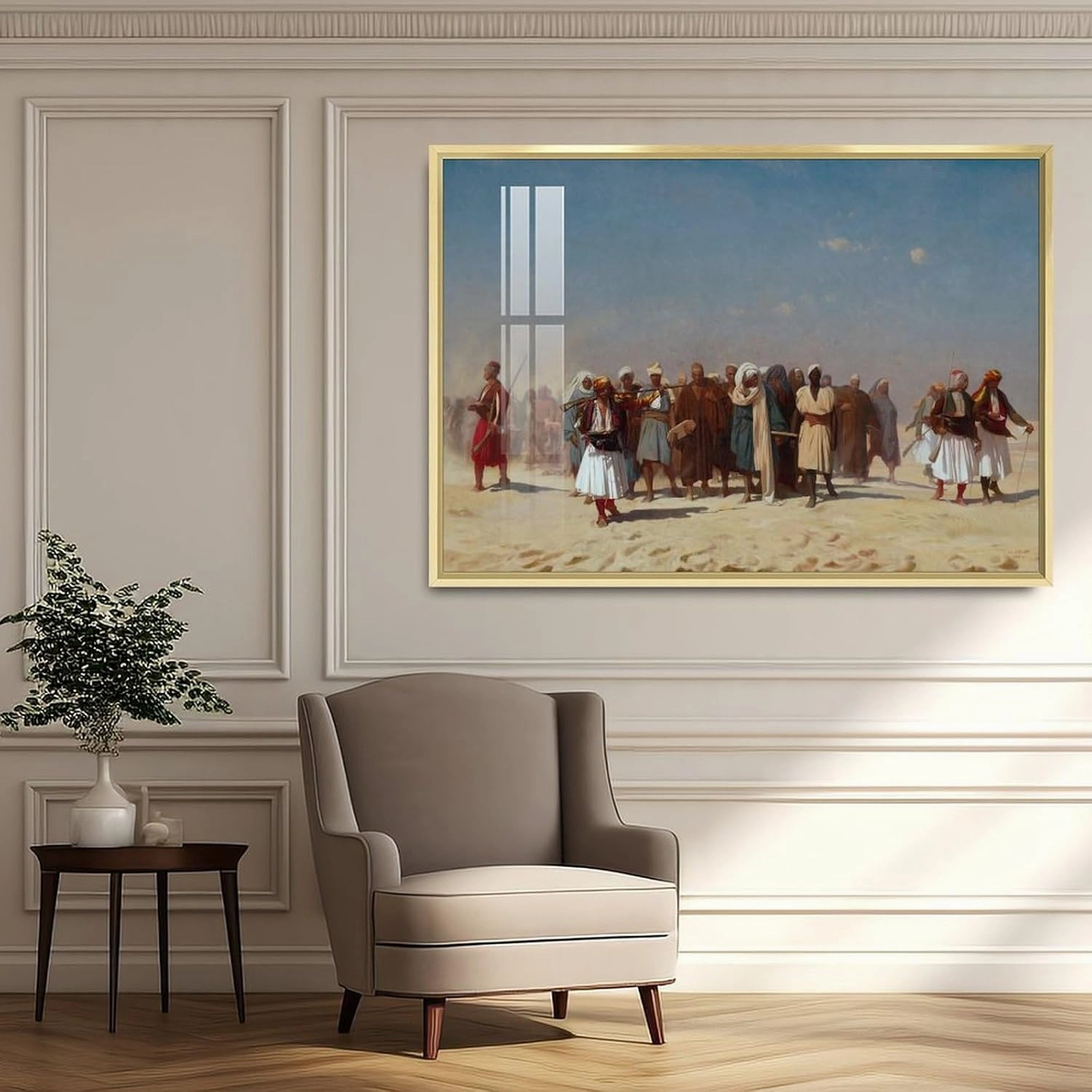 XIARAO Jean-Leon Gerome - Egyptian Recruits Crossing The Desert Poster Wall Art Bedroom Decor Office Room Kitchen Decor Aluminum Gold-style-13 16x24inch(40x60cm)