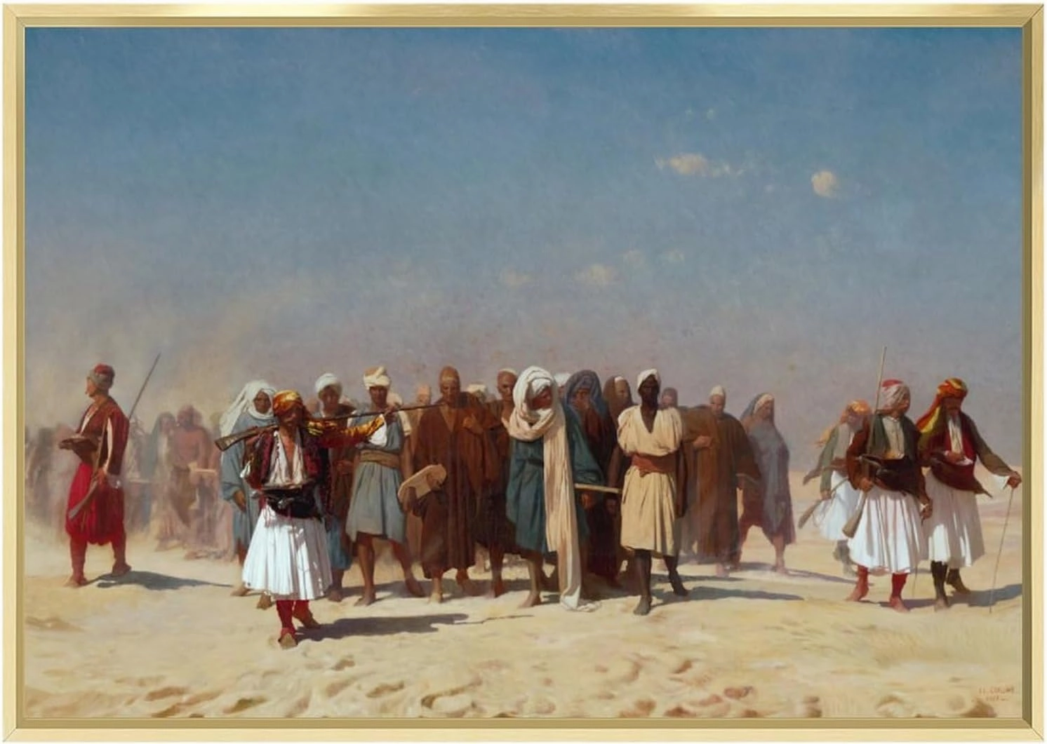 XIARAO Jean-Leon Gerome - Egyptian Recruits Crossing The Desert Poster Wall Art Bedroom Decor Office Room Kitchen Decor Aluminum Gold-style-13 16x24inch(40x60cm)