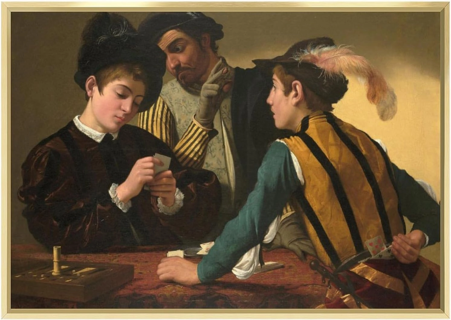 XIARAO The Cardsharps (ca 1595) by Caravaggio Poster Wall Art Bedroom Decor Office Room Kitchen Decor Aluminum Gold-style-4 12x16inch(30x40cm)