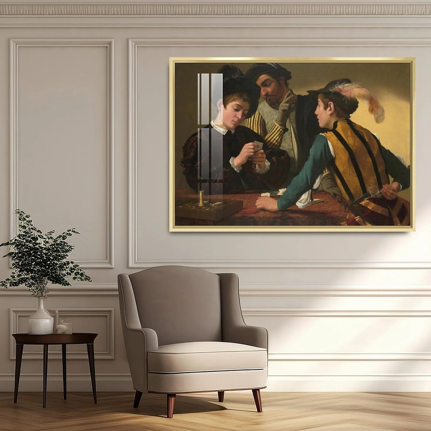 XIARAO The Cardsharps (ca 1595) by Caravaggio Poster Wall Art Bedroom Decor Office Room Kitchen Decor Aluminum Gold-style-4 12x16inch(30x40cm)
