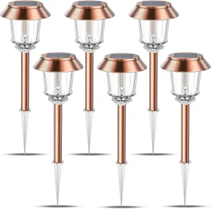 XMCOSY  Solar Pathway Lights Outdoor - 6 Pack Solar Lights Outdoor Waterproof, 10-40 LM Dimmable Auto On/Off Solar Outdoor Lights Yard Garden Walkway Driveway (Warm White)