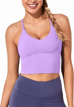 XUNYU Women Longline Sports Bra Workout Tank Tops Strappy Criss Cross Crop Fitness Gym Yoga Running Shirts