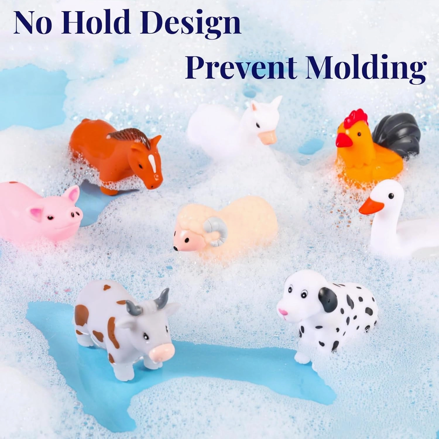 XY-WQ Bath Toys No Hole, for Infants 6-12& Toddlers 1-3, No Hole Bathtub Toys (Animal Ⅱ, 8 Pcs with Mesh Bag)