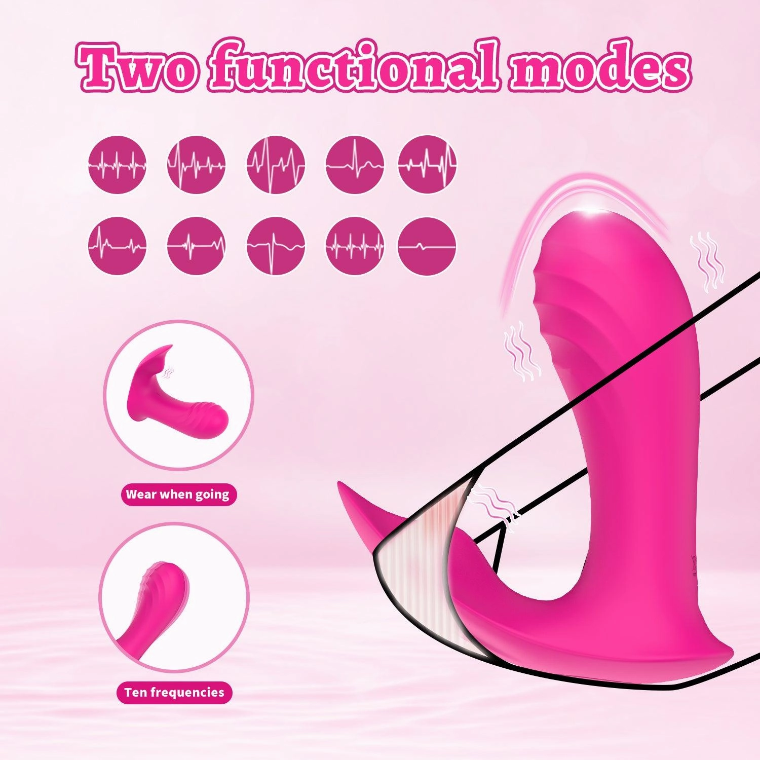 y.Love Dolphins Wearable Vibrator with Remote Control - Pink