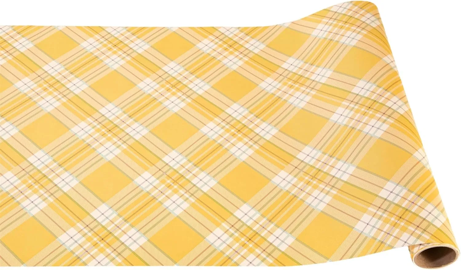 Yellow Plaid Paper Table Runner - Easter Spring Holiday Pattern for Parties or Weddings - Disposable Table Runner American Made