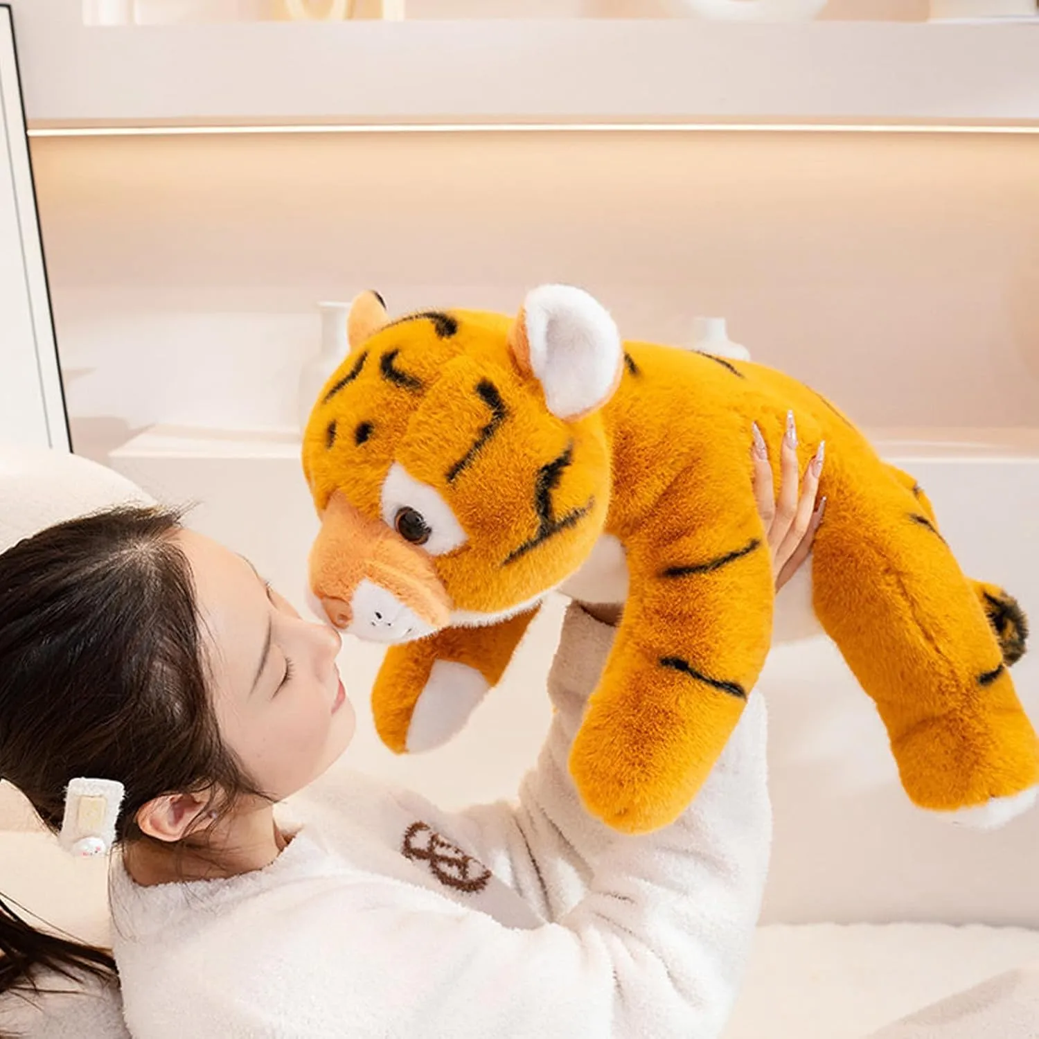 Yellow Tiger Weighted Stuffed Animals, 25.6 Inch Tigers Plush Toy,Stuffed Tiger Plushies Cute Weighted Tigers Plush Pillow Dolls Gifts for Kids Boys Girls