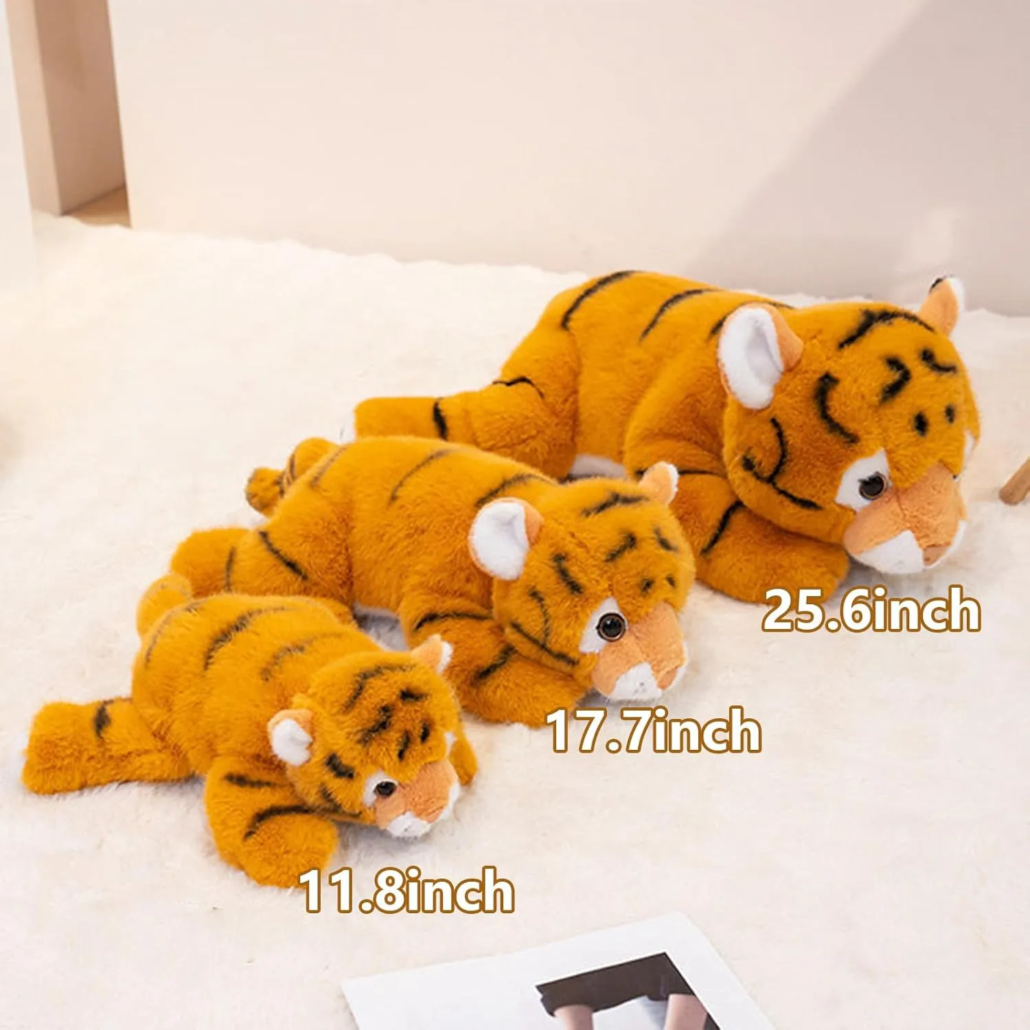 Yellow Tiger Weighted Stuffed Animals, 25.6 Inch Tigers Plush Toy,Stuffed Tiger Plushies Cute Weighted Tigers Plush Pillow Dolls Gifts for Kids Boys Girls