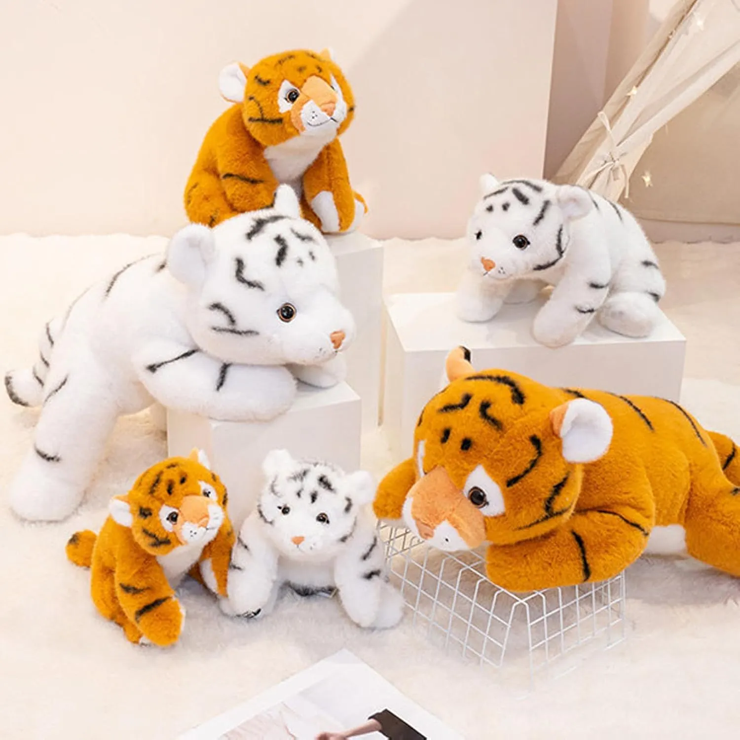 Yellow Tiger Weighted Stuffed Animals, 25.6 Inch Tigers Plush Toy,Stuffed Tiger Plushies Cute Weighted Tigers Plush Pillow Dolls Gifts for Kids Boys Girls