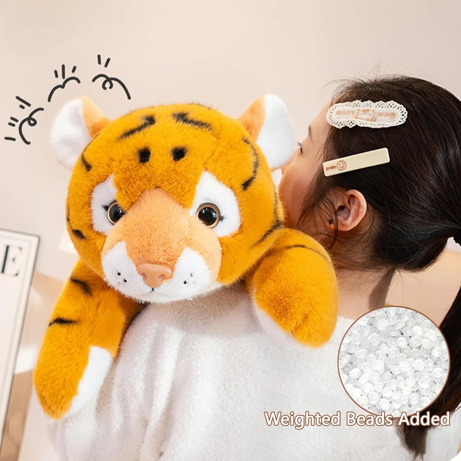 Yellow Tiger Weighted Stuffed Animals, 25.6 Inch Tigers Plush Toy,Stuffed Tiger Plushies Cute Weighted Tigers Plush Pillow Dolls Gifts for Kids Boys Girls
