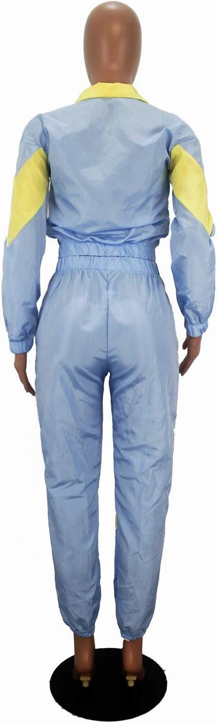 Yeshire Women's Sexy Strapless Color Block Loose Fit Casual Jumpsuits Windbreaker Rompers Long Pants with Pockets