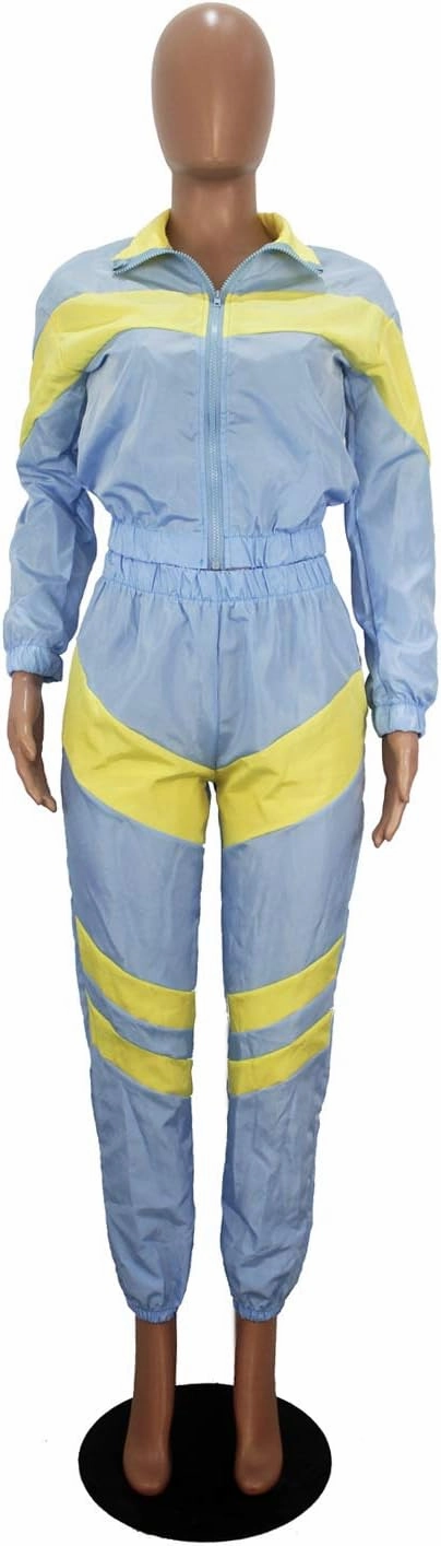 Yeshire Women's Sexy Strapless Color Block Loose Fit Casual Jumpsuits Windbreaker Rompers Long Pants with Pockets
