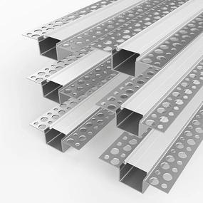YGS-Tech Plaster-in LED Channel 6-Pack 3.3FT/1M, LED Aluminum Channel with Milky Diffuser, Trimless Recessed Drywall Aluminum Channel Diffuser Profile for Strip Light on Wall and Ceiling
