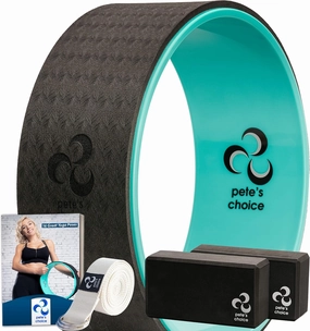 Yoga Wheel with Beginners Guide & Yoga Strap - Back Pain and Tension Relief. Comfy Roller for Stretching, Increase Flexibility. Home Exercise Kit. Ideal for Women Yogis. Improve your Posture.