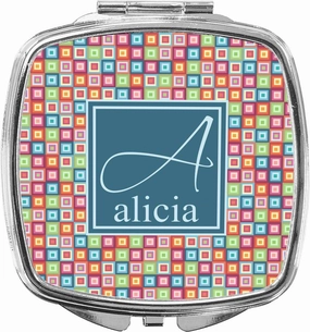 YouCustomizeIt Personalized Retro Squares Compact Makeup Mirror