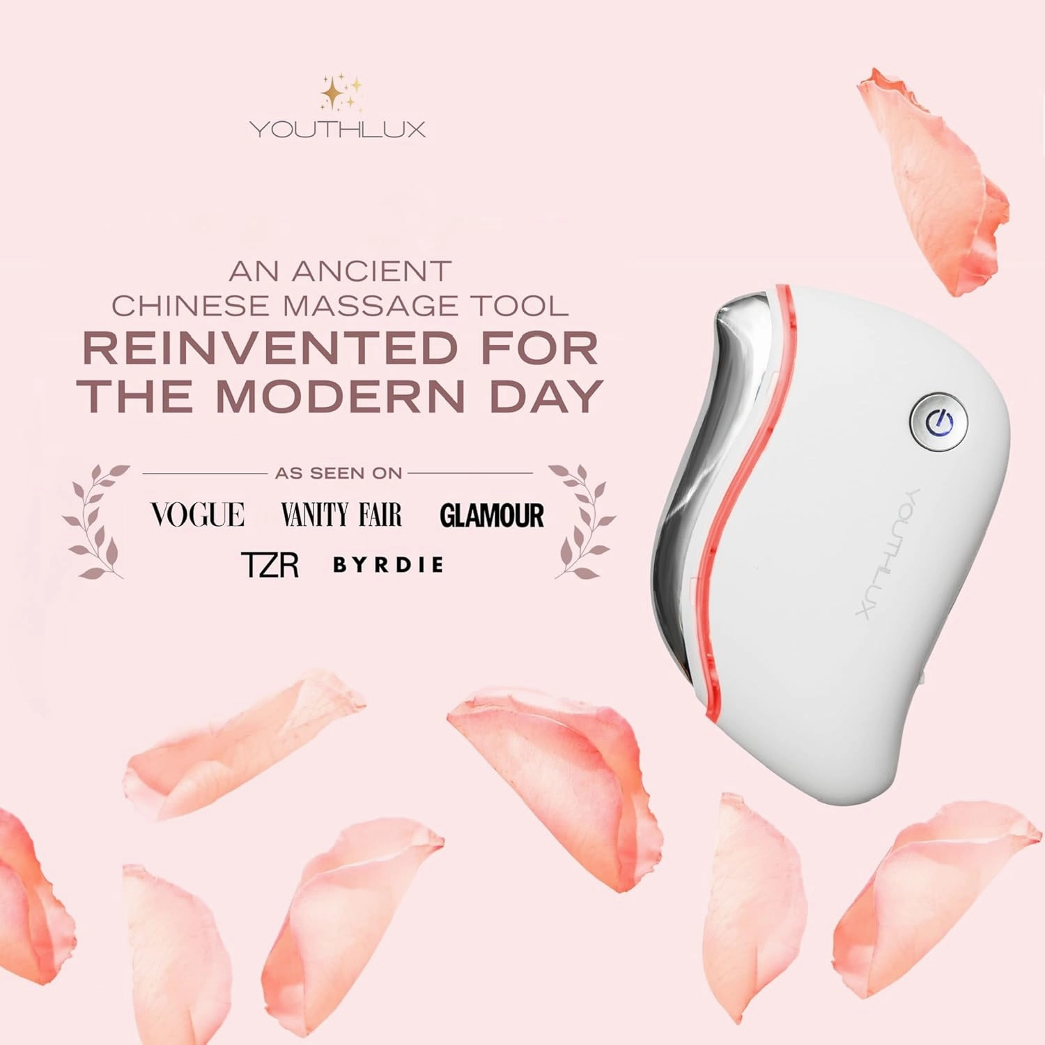 YOUTHLAB ProSculpt Gua Sha – Heated Facial Massage Tool with Soothing Vibration for Skincare, Relaxation & Facial Contouring (White)
