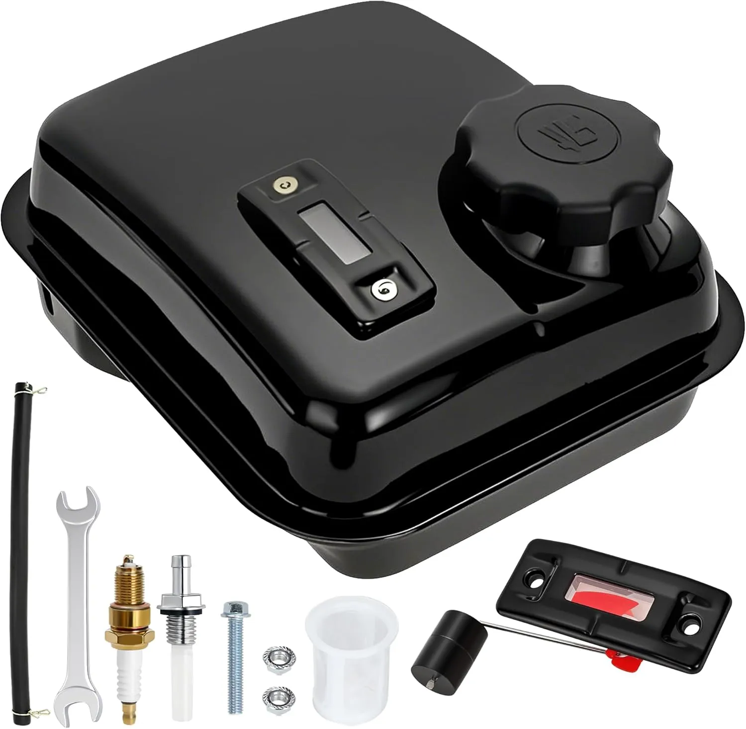 YOXUFA Gas Fuel Tank with Fuel Gauge for Predator 212 Hemi Ghost 224cc Engine Coleman CT200U CT200U-EX BT200X KT196 Baja Warrior MB200 196cc 200cc Mini Bike Go Kart GX160 GX200 Parts