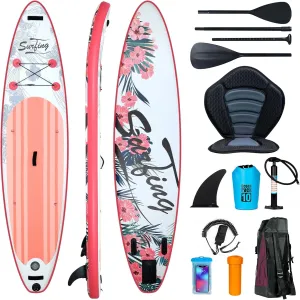 YUSING Inflatable Stand Up Paddle Board with Kayak Seat, Non-Slip Deck SUP Paddle Board with Premium Kayak, Portable Standing Boat for Youth & Adult