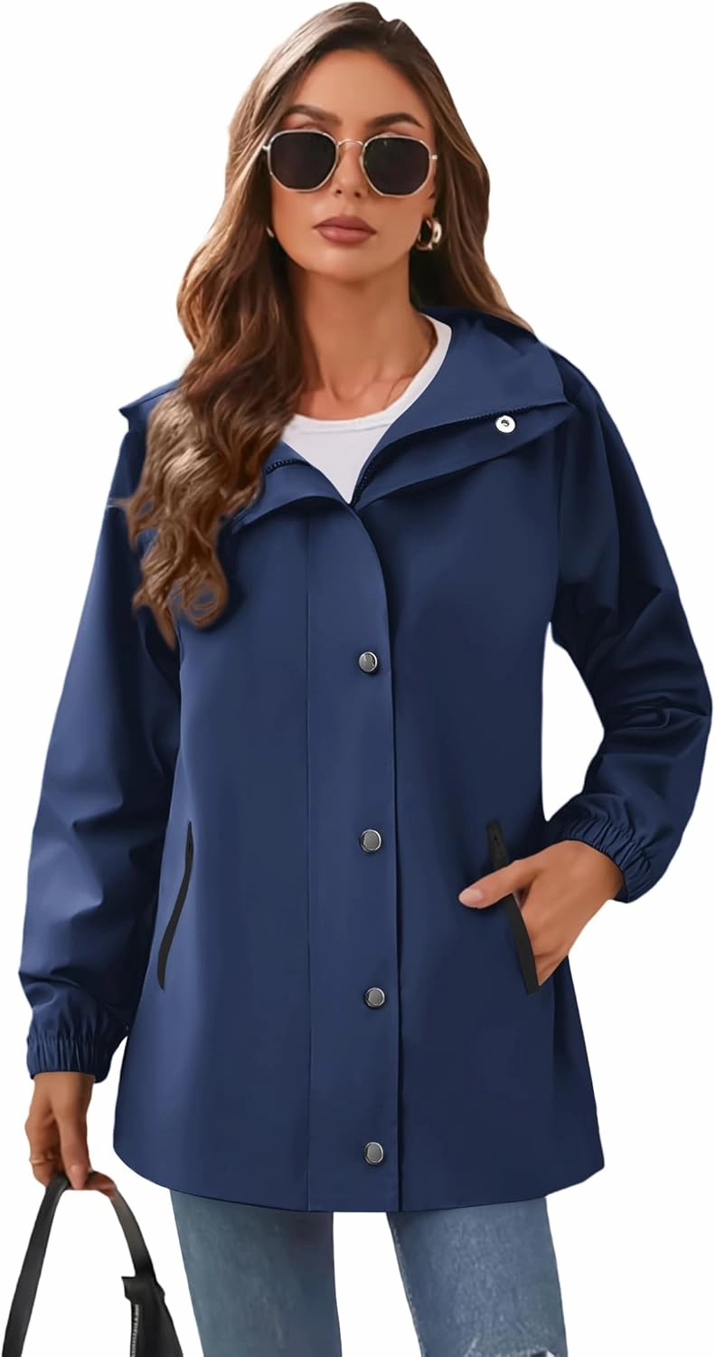 Zeagoo Women's Waterproof Rain Jacket With Hood - Lightweight Windbreaker Raincoat With Pockets for Outdoor
