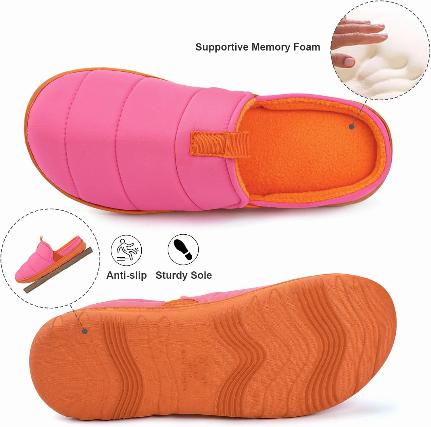Zizor Women's Chillax Slip on Memory Foam Slippers, Indoor Outdoor