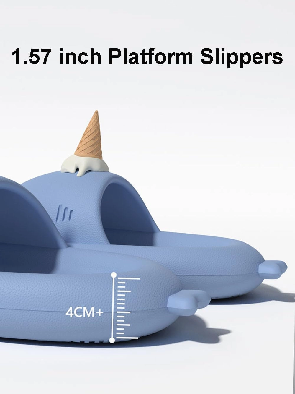 Zureto Shark Slides with 3D Funny Fins, Unisex Cloudy Shark Slippers, Eva Open Toe Shower Pool Beach Shoes