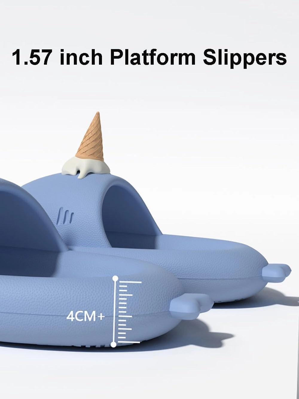 Zureto Shark Slides with 3D Funny Fins, Unisex Cloudy Shark Slippers, Eva Open Toe Shower Pool Beach Shoes
