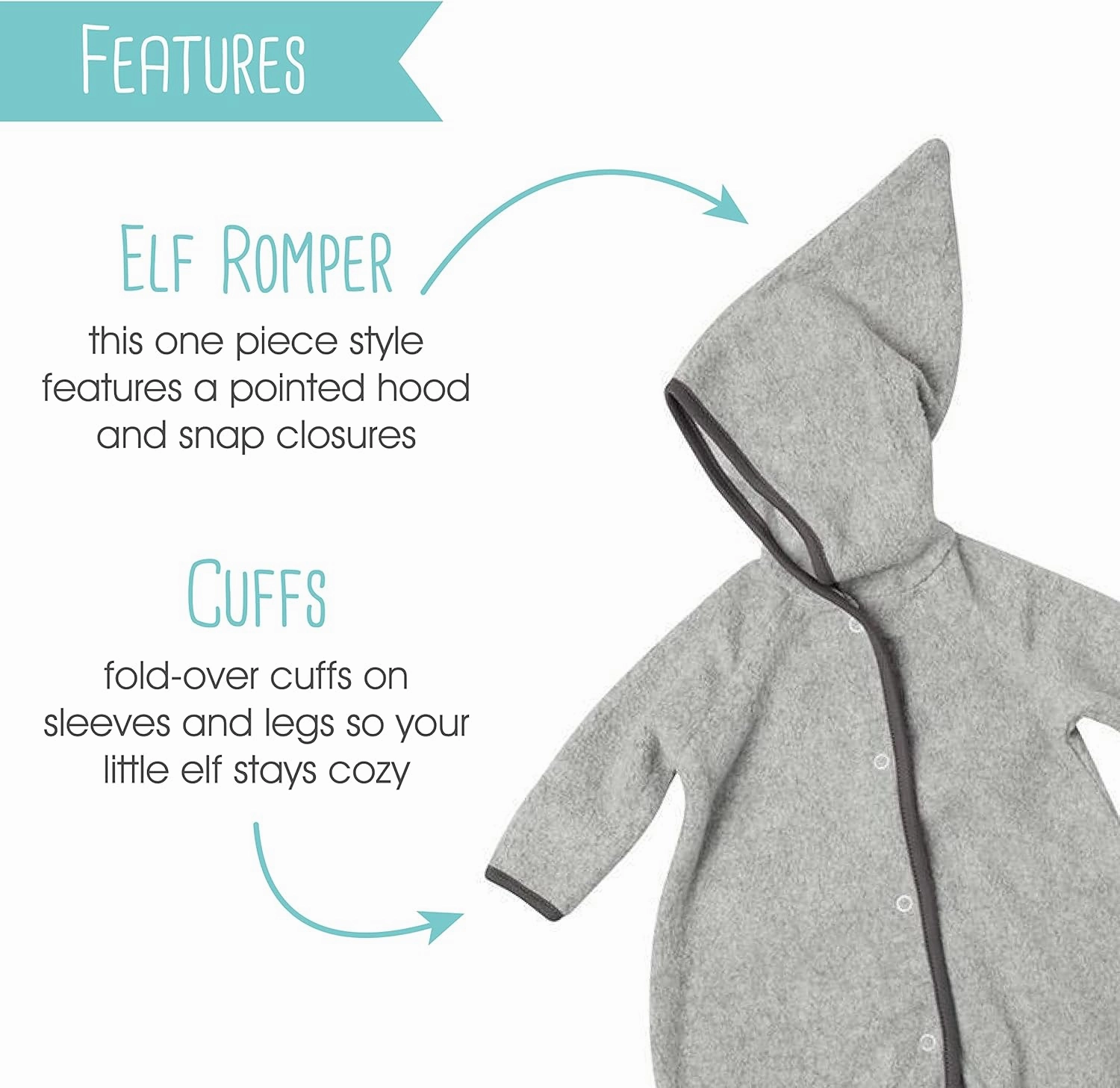 Zutano Baby Cozie Fleece Elf Romper